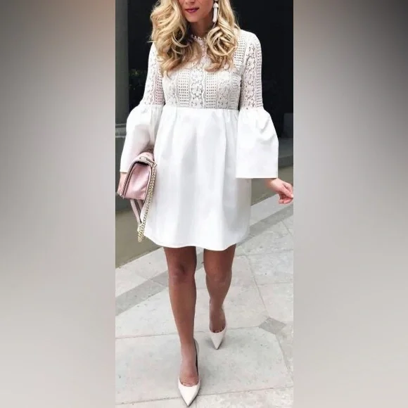 Endless Rose Bell Sleeve Mini Dress in White S - Picture 11 of 11